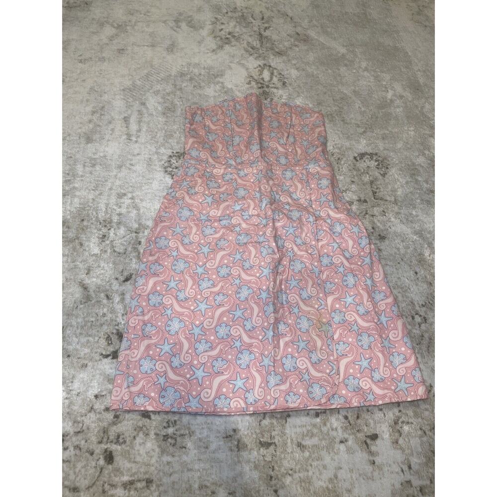 Vineyard Vines Pastel Seahorse Printed Strapless Seaside‎ Dress Size 4